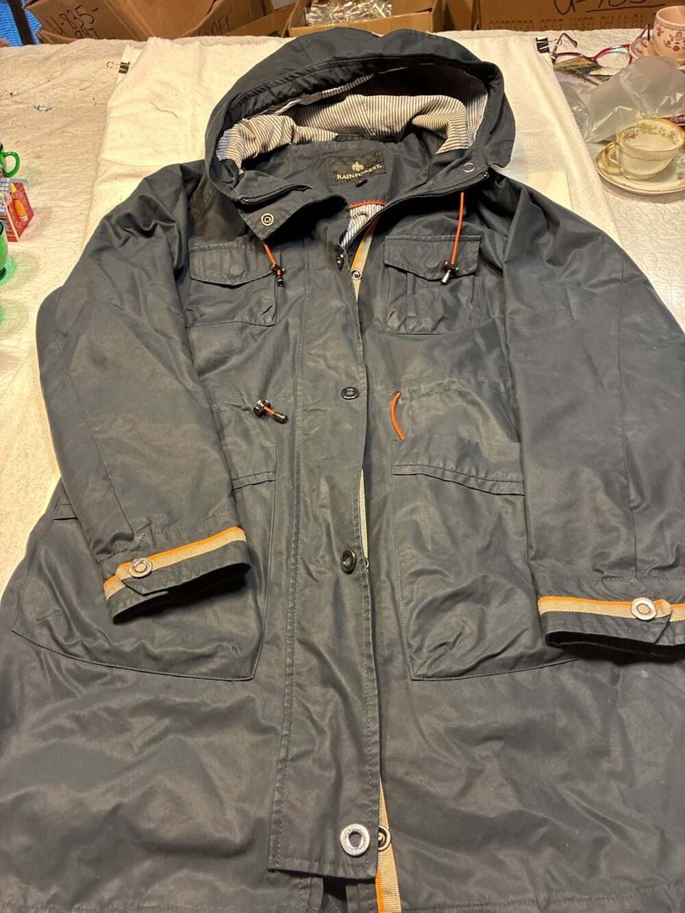 Rainforest Navy Hooded Utility Parka Jacket with Drawstring Waist